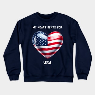 My Heart Beats For USA Flag Crewneck Sweatshirt